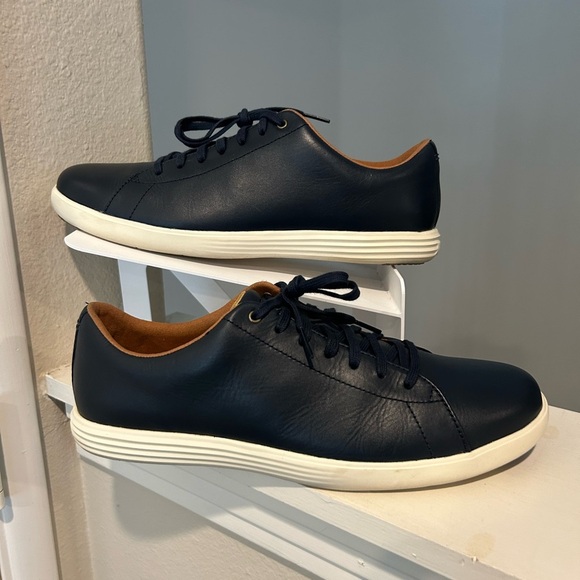 Cole Haan Other - Cole Haan Grand OS Sneakers Navy Blue Leather Low Lace Up Shoes C26522 Mens 10.5